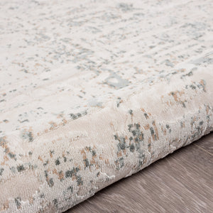 Homeroots 5' X 7' Gray Blue Taupe And Cream Abstract Distressed Stain Resistant Area Rug  Polyester 482992