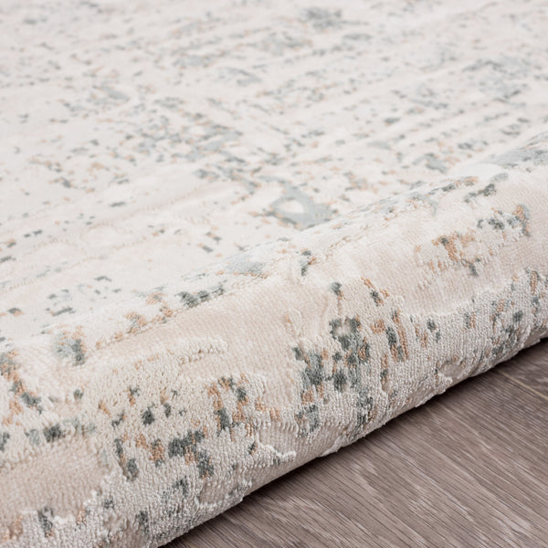 Homeroots 5' X 7' Gray Blue Taupe And Cream Abstract Distressed Stain Resistant Area Rug  Polyester 482992