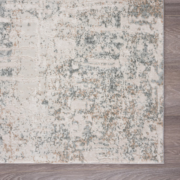 Homeroots 8' X 10' Gray Blue Taupe And Cream Abstract Distressed Stain Resistant Area Rug  Polyester 482993