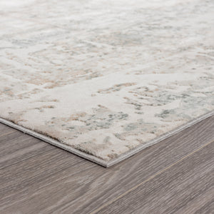 Homeroots 9' X 12' Gray Blue Taupe And Cream Abstract Distressed Stain Resistant Area Rug  Polyester 482994