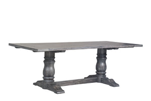 English Elm Leventis Weathered Finish Round Pedestal Dining Table with Knotty Oak Veneer Top and Sturdy Base Gray 29 L x 24 W x 9 H B2726S00210