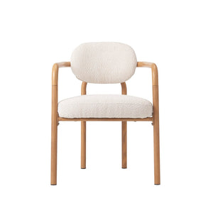 English Elm Indoor Beige Upholstered Dining Chairs Set of 2 with Woodgrain Metal Frame Maple N772P390411M