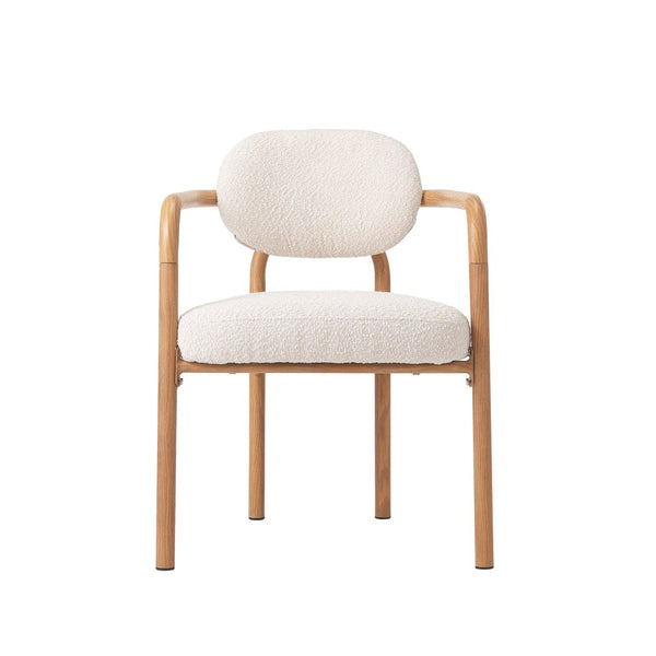 English Elm Indoor Beige Upholstered Dining Chairs Set of 2 with Woodgrain Metal Frame Maple N772P390411M