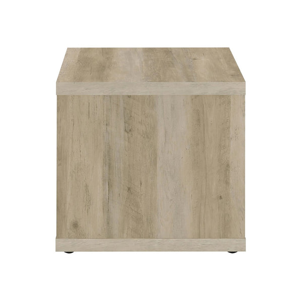 English Elm Square End Table In Distressed Pine - Rustic Engineered Wood Design With Open Storage Shelf For Cozy Living Spaces B016P380677-GIGA