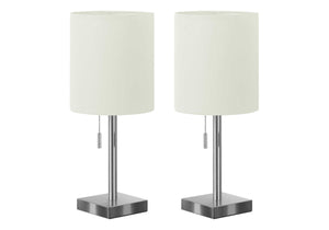 English Elm Lighting, Contemporary Set of 2 USB Table Lamps with Linen Tapered Shades, Nickel Metal Finish Silver 15 L x 8 W x 16 H B2710P220109