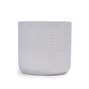 English Elm Set Of 3 Grid Ceramic Flowerpots - Modern Handcrafted Planters For Patio, Garden, And Home Decor W3273P322255-GIGA