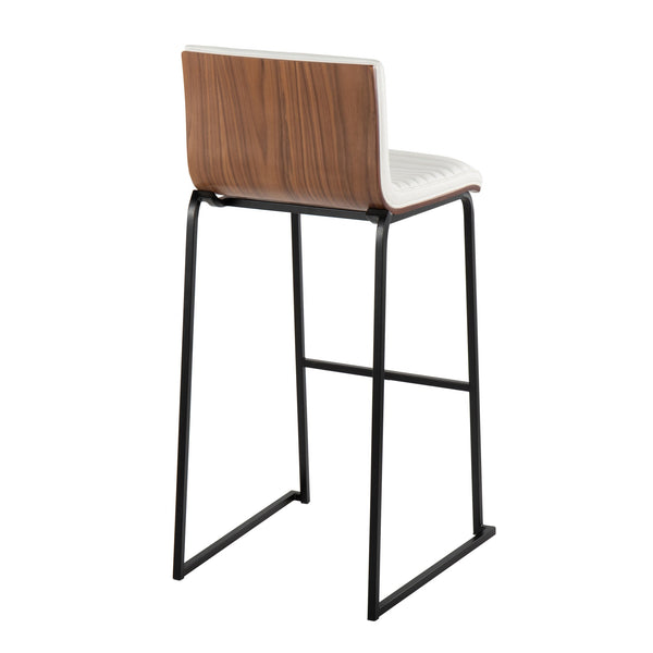 English Elm Mason Mara 30" Fixed-Height Barstool Set Of 2 - Sleek Black Metal, Walnut Wood & White Faux Leather B202P222250