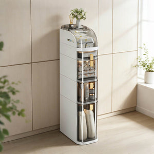English Elm Bathroom Rolling Storage Cabinet Five Open Tiers Slim Fit for Tight Spaces W3101P417717