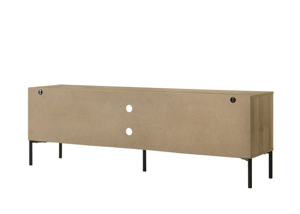 English Elm Tropea 58 Inch Open Shelf Media Console with Oak Finish and Cord Management B2749P413265