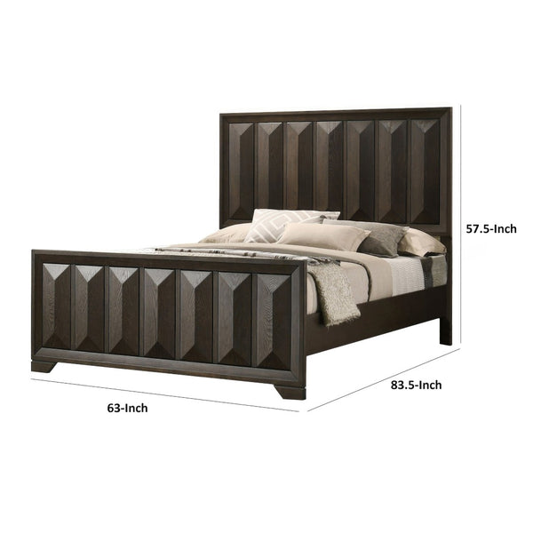 English Elm Beautiful Espresso Wood Panel Queen Bed Set with Two Nightstands for Transitional Bedroom B2741S00897