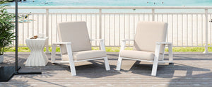 English Elm Christopher Knight Home® - Patio Lounge Chair Set Of 2 - Stylish White Acacia Wood Frame & Weather-Resistant Beige Cushions N779P291591W-2
