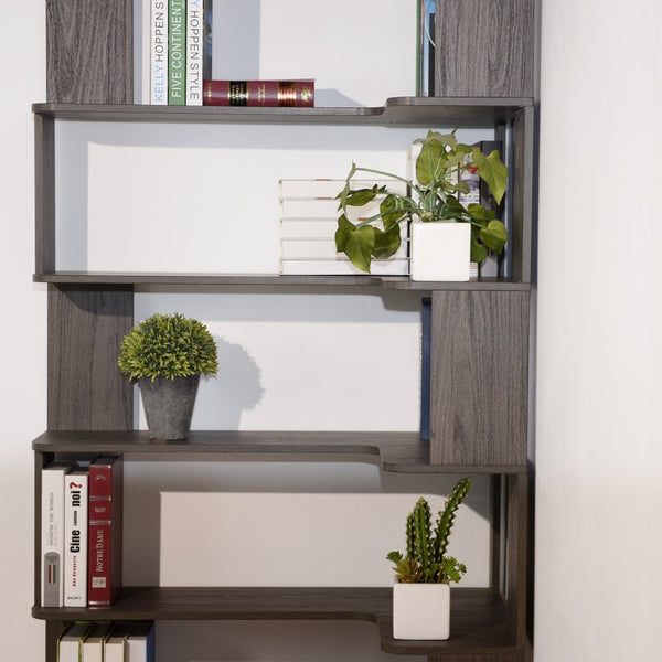English Elm 90cm L-shaped Corner Bookcase Five Tier Mdf Open Shelving Unit for Home Office W2899P444161