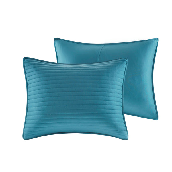 English Elm 8 Piece Printed Seersucker Comforter & Quilt Set - Aqua King/Cal King, Coastal Style & Versatile Comfort B03597257