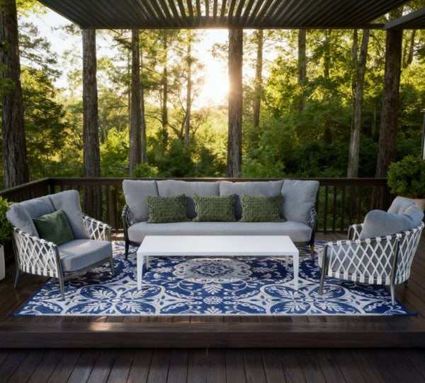 English Elm Portable Reversible Polypropylene Outdoor Rug Waterproof Floral Mat for Patio Camping T3971P421417