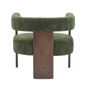 English Elm Christopher Knight Home® - Modern Velvet Upholstered Accent Arm chair with Barrel Back Design, Luxurious Velvet Comfort & Curved Legs Olive Green,Walnut 29.5 L x 25.5 W x 14.5 H N776P205886G