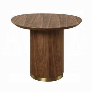 English Elm Walnut Oval End Table with Pedestal Base — Warm Walnut Grain Finish, Space-Saving Elegance for Cozy Rooms B062S00574