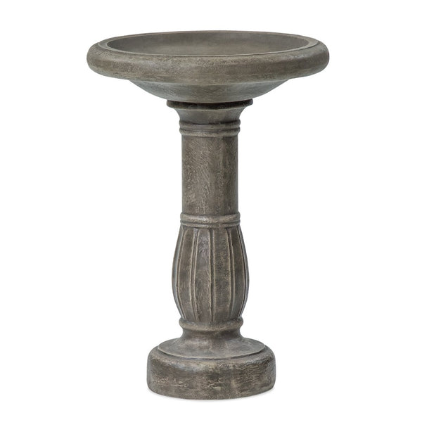 English Elm Polyresin Pedestal Birdbath Antique Gray Stone Look Outdoor Garden Accent 25 Inch N772P450049G