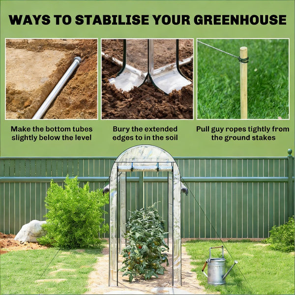 English Elm Hoop Tunnel Walk-in Greenhouse with Galvanized Steel Frame and Uv Cover for Gardens T3971P454902