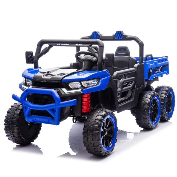 English Elm 24v Two Seat Kids Electric Dump Truck Six Wheel 4wd Utv with Parental Remote Blue W1578P268993