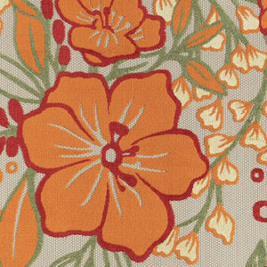 HomeRoots 8' X 10' Vibrant Orange and Ivory Floral Area Rug - Durable for Indoor & Outdoor High-Traffic Use 483023