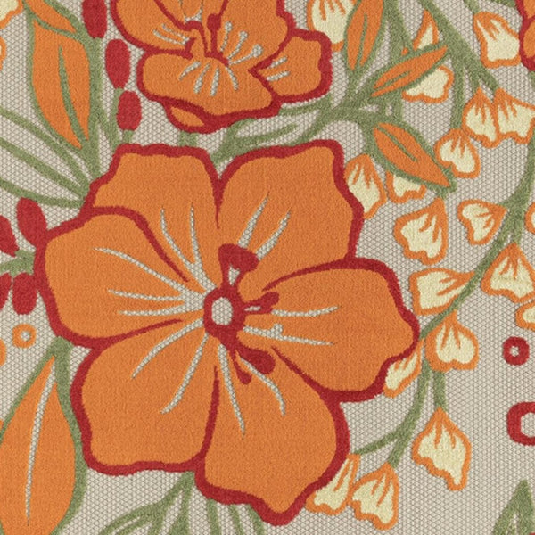 HomeRoots 8' X 10' Vibrant Orange and Ivory Floral Area Rug - Durable for Indoor & Outdoor High-Traffic Use 483023