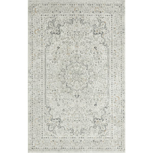 Homeroots 4' X 6' Ivory And Gray Floral Medallion Stain Resistant Area Rug  Polyester 483026