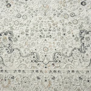 Homeroots 4' X 6' Ivory And Gray Floral Medallion Stain Resistant Area Rug  Polyester 483026