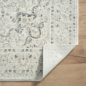 Homeroots 5' X 8' Ivory Gray And Taupe Floral Power Loom Stain Resistant Area Rug  Polyester 483027