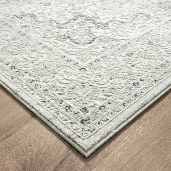 Homeroots 5' X 8' Ivory Gray And Taupe Floral Power Loom Stain Resistant Area Rug  Polyester 483027