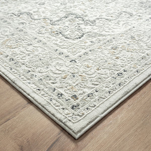 Homeroots 8' X 10' Ivory Gray And Taupe Floral Power Loom Stain Resistant Area Rug  Polyester 483028
