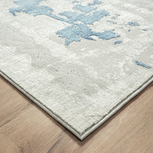 Homeroots 5' X 8' Ivory Gray And Blue Abstract Power Loom Stain Resistant Area Rug  Polyester 483033