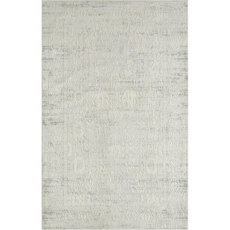 HomeRoots 4 X 6 Ivory Gray Floral Power Loomed Stain Resistant Rug for Living Rooms 483038