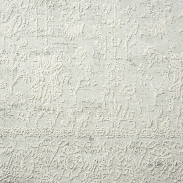 Homeroots 5' X 8' Ivory And Gray Floral Power Loom Distressed Stain Resistant Area Rug  Polyester 483039