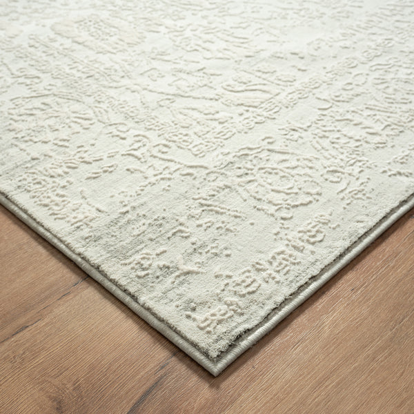 Homeroots 5' X 8' Ivory And Gray Floral Power Loom Distressed Stain Resistant Area Rug  Polyester 483039