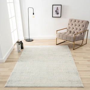 Homeroots 8' X 10' Ivory And Gray Floral Power Loom Distressed Stain Resistant Area Rug  Polyester 483040