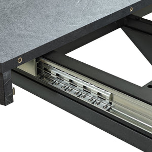 English Elm 55.11" Retro Rectangular Stretch Dining Table with Grey Stone Top, Black Iron Cross Legs & Storage Box W757P209558