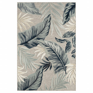 Homeroots 8' X 10' Blue And Gray Floral Stain Resistant Indoor Outdoor Area Rug  Polypropylene 483049