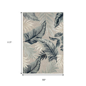 HomeRoots 8' X 10' Blue and Gray Indoor/Outdoor Area Rug - Durable, Stylish, Floral Design for Any Space 483049