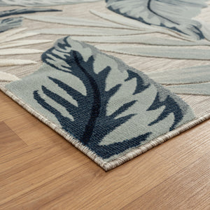 Homeroots 8' X 10' Blue And Gray Floral Stain Resistant Indoor Outdoor Area Rug  Polypropylene 483049
