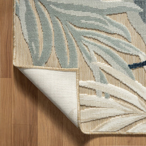 HomeRoots 8' X 10' Blue and Beige Area Rug – Durable Indoor/Outdoor Design with Floral Motif for Any Space 483051