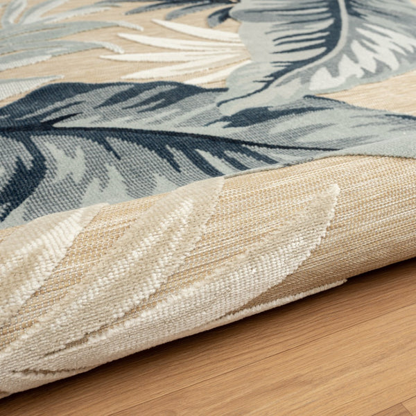 HomeRoots 8' X 10' Blue and Beige Area Rug – Durable Indoor/Outdoor Design with Floral Motif for Any Space 483051