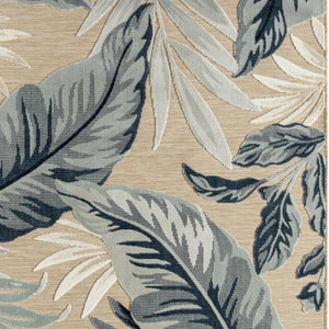HomeRoots 8' X 10' Blue and Beige Area Rug – Durable Indoor/Outdoor Design with Floral Motif for Any Space 483051