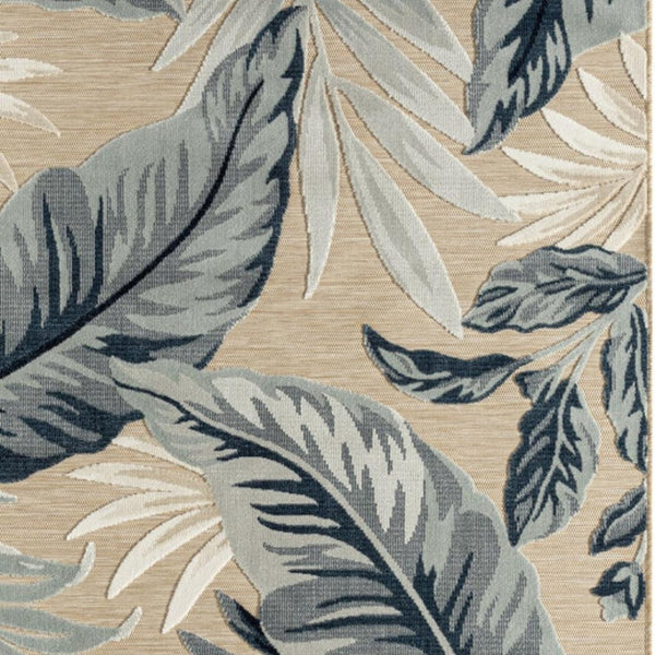 HomeRoots 8' X 10' Blue and Beige Area Rug – Durable Indoor/Outdoor Design with Floral Motif for Any Space 483051