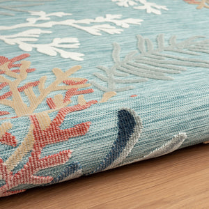 Homeroots 5' X 7' Blue And White Abstract Stain Resistant Indoor Outdoor Area Rug  Polypropylene 483052