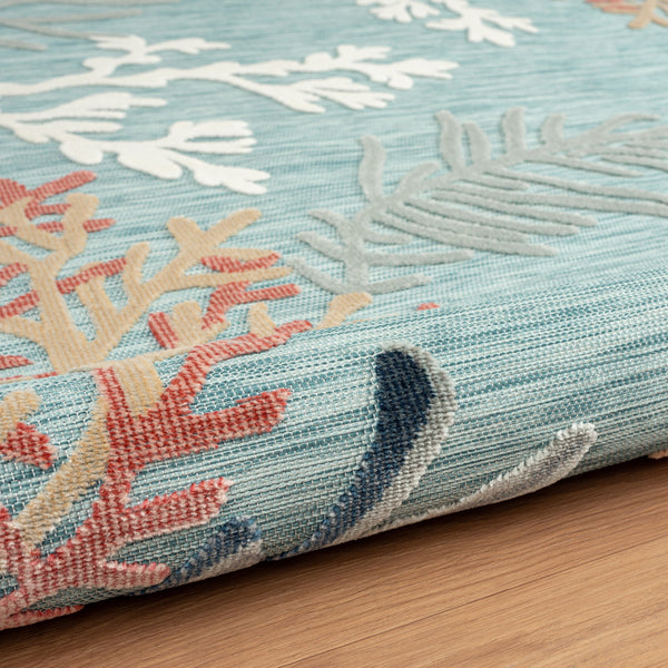 Homeroots 5' X 7' Blue And White Abstract Stain Resistant Indoor Outdoor Area Rug  Polypropylene 483052