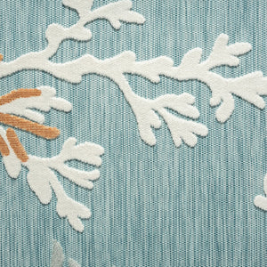 HomeRoots 8' X 10' Blue and White Abstract Indoor/Outdoor Rug - Durable, Fade Resistant, Easy Care for Modern Spaces 483053
