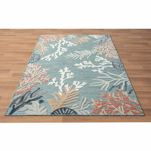 Homeroots 8' X 10' Blue And White Abstract Stain Resistant Indoor Outdoor Area Rug  Polypropylene 483053