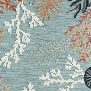HomeRoots 8' X 10' Blue and White Abstract Indoor/Outdoor Rug - Durable, Fade Resistant, Easy Care for Modern Spaces 483053