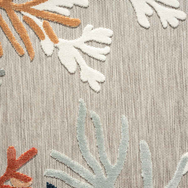 Homeroots 5' X 7' Grey Beige Orange Blue And White Coastal Coral Indoor Outdoor Area Rug  Polypropylene 483054