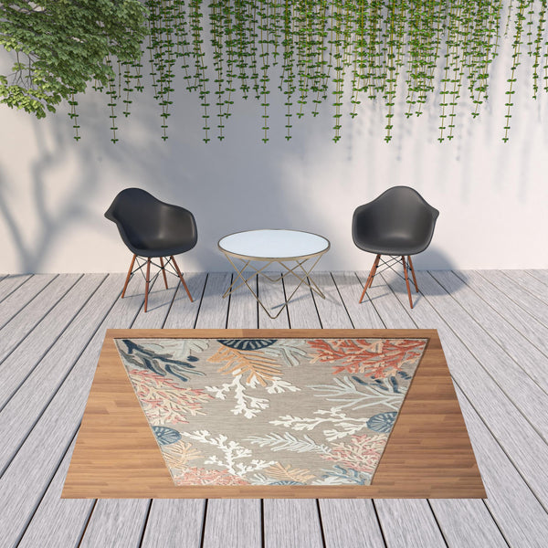 Homeroots 8' X 10' Blue And Gray Abstract Stain Resistant Indoor Outdoor Area Rug  Polypropylene 483055